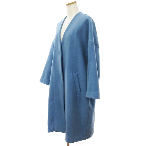 ミラオーウェン Mila Owen 21年 ノーカラーコート ロング ウール混