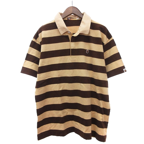 アベイシングエイプ A BATHING APE ポロシャツ ボーダー 半袖 ロゴ 