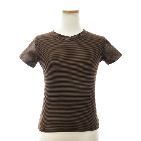 フェンディ FENDI Tシャツ カットソー ボーダー 半袖 ロゴ ワン 