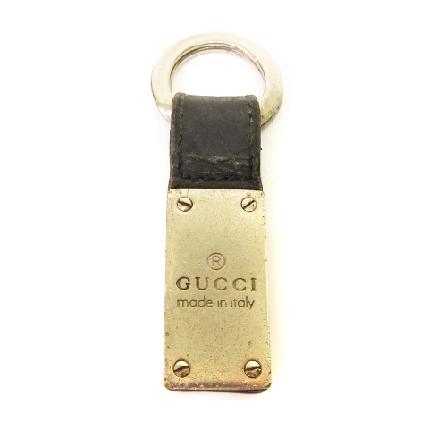 グッチ GUCCI キーホルダー ストラップ チャーム ロゴ プレート レザー  