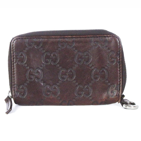 グッチ GUCCI シマ 財布 コインケース 小銭入れ ラウンドジップ レザー 