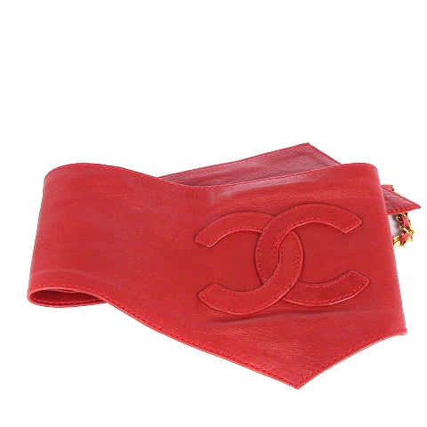 CHANEL  シャネル　レディース　ベルト　赤　レッド　レザー　ココマーク CHANEL シャネル レディース ベルト 赤 レッド レザー ココ