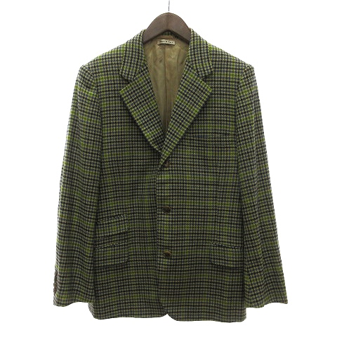 エルメス HERMES テーラードジャケット シングル 3B カシミヤ チェック 