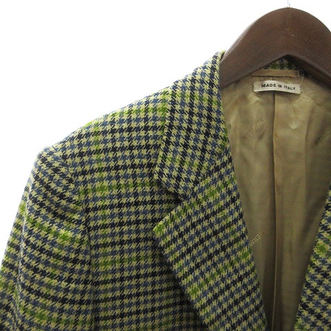 エルメス HERMES テーラードジャケット シングル 3B カシミヤ チェック 
