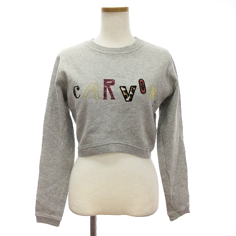 カルヴェン CARVEN スウェット トレーナー 長袖 ショート丈 プリント 