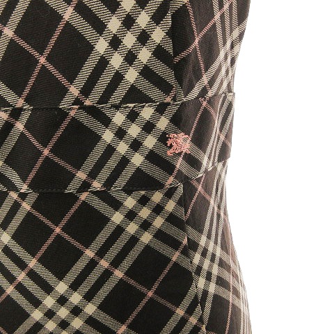 バーバリーノースリーブひざ丈ワンピース ブラウン系チェック