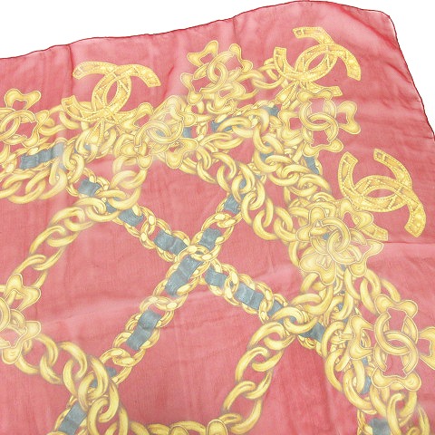 シャネル CHANEL スカーフ ストール 大判 ココマーク チェーン 総柄  