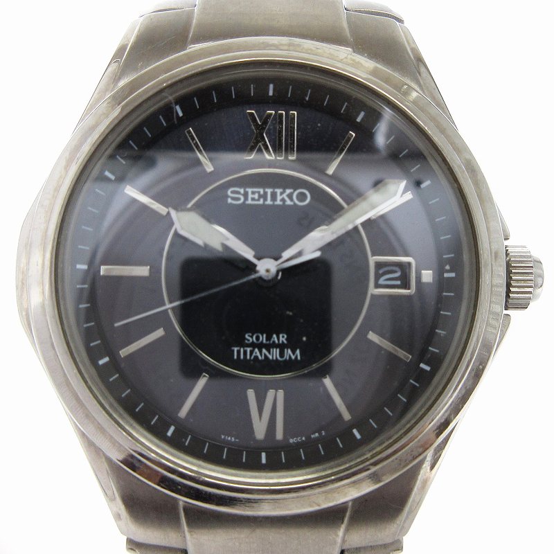 【ソーラー、美品】SEIKO　セイコー　チタン　デイト　V145-0BA0 セイコー SEIKO 腕時計 アナログ 電波ソーラー デイト チタン