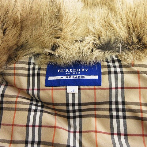 バーバリーブルーレーベル ダウンベスト ラビットファー ノバチェック