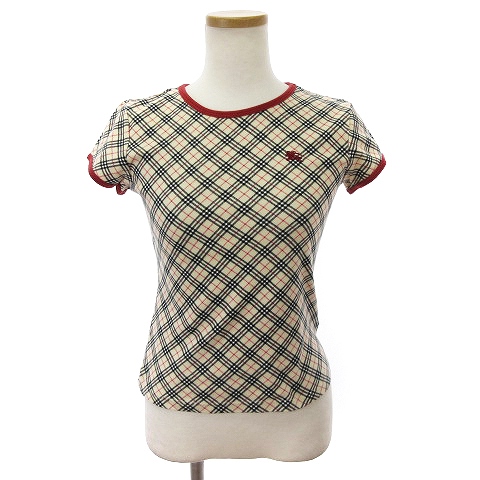 バーバリーブルーレーベル 半袖 コットンノバチェックロゴ刺繍