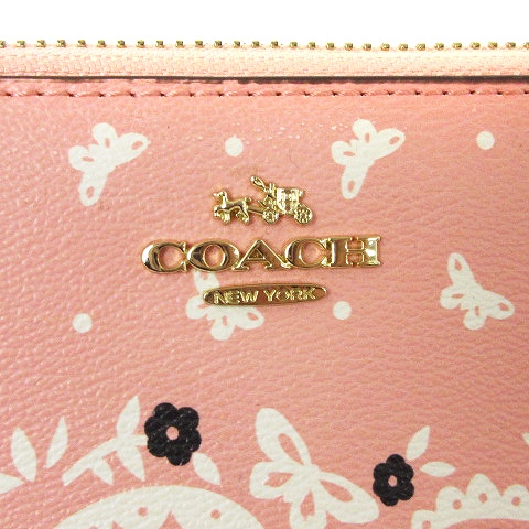 コーチ COACH 長財布 ラウンドファスナー プリント フラワー レザー F