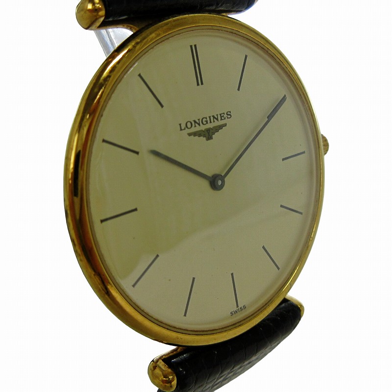 LONGINES 手巻き アナログ時計 ゴールド 稼動品/新品ベルト】LONGINES 手巻き時計 ロンジン ゴールド