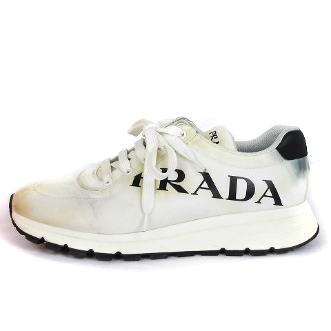 プラダ PRADA スニーカー ローカット ロゴ プリント 2EG363 白 