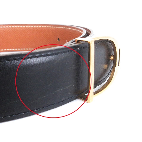 エルメス HERMES エトリエリバーシブルベルト 鐙バックル 馬具モチーフ  