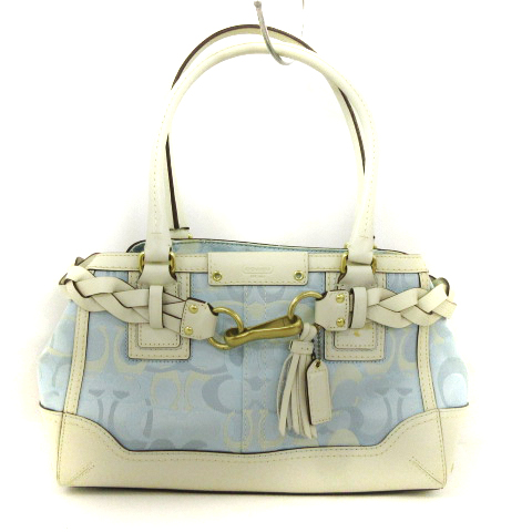 コーチ COACH シグネチャー ハンドバッグ 10785 青 ブルー 白 ホワイト 