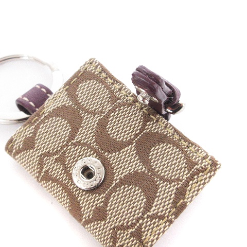 コーチ キーホルダー キーリング バッグチャーム シグネチャー レザー 美品 コーチ COACH 美品 シグネチャー キーリング キーホルダー 手帳