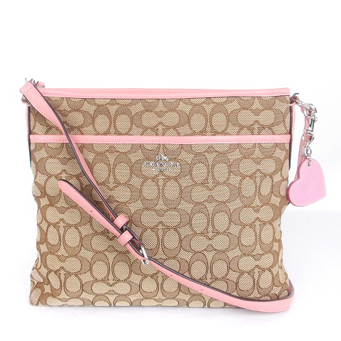 コーチ COACH シグネチャー ショルダーバッグ チャーム付き 斜め掛け 