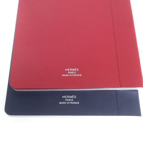 エルメス HERMES 小型手帳 メモ帳 ノート 文房具 2点セット 赤 紺 
