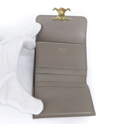 CELINE 三つ折り財布 セリーヌ グレー トリオンフ 財布 CELINE