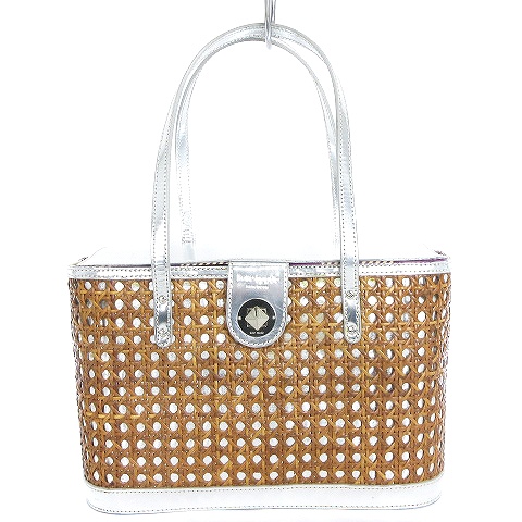 ケイトスペード KATE SPADE かごバッグ ハンド 茶 シルバー  