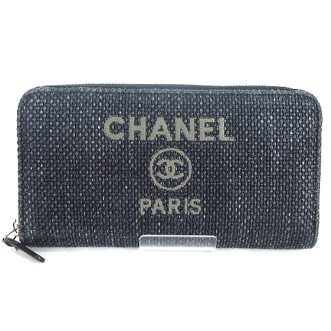 CHANEL 長財布カーボンドーヴィルラインココマークロゴ シャネル CHANEL ドーヴィルライン 長財布 ラウンドジップ ロゴ