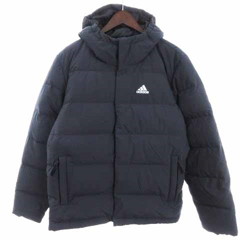 アディダス adidas ダウンジャケット フード ロゴ プリント ブラック 
