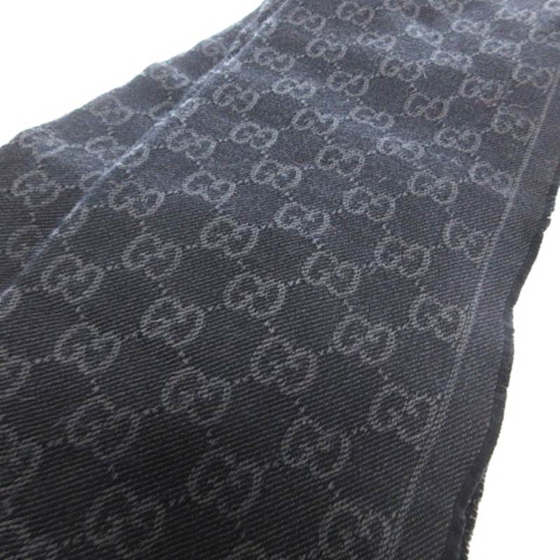 グッチ GUCCI GG柄 マフラー ストール カットオフ ウール 総柄 ロゴ 