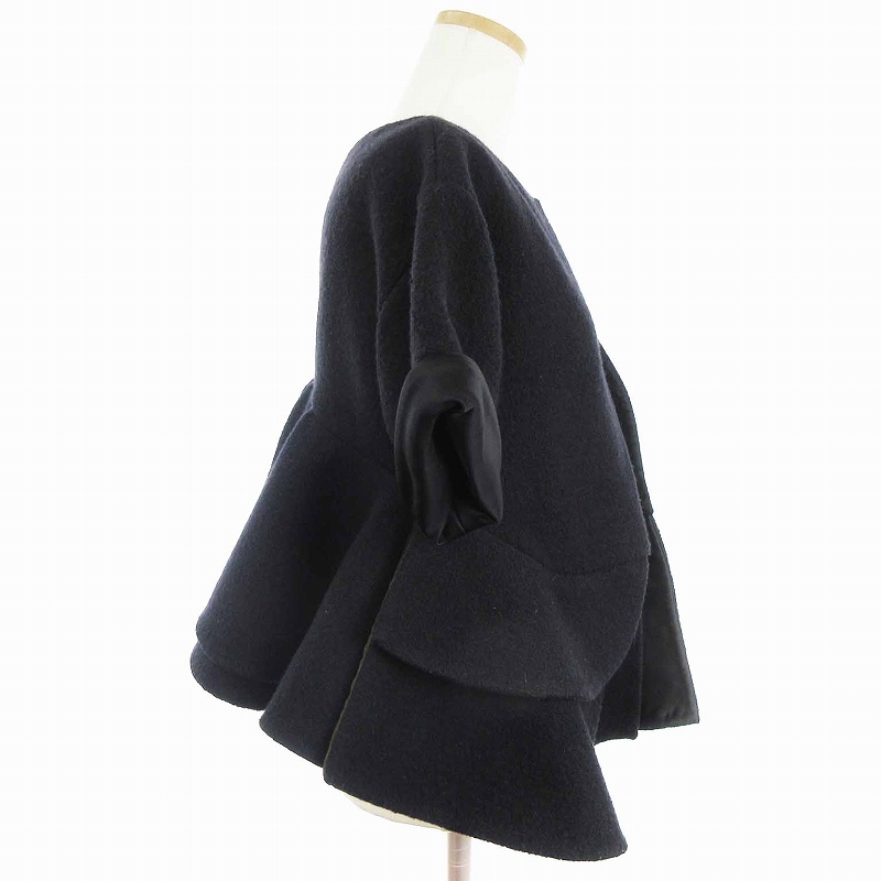 レコパン LES COPAINS ジャケット 半袖 ノーカラー ショート丈 フリル 