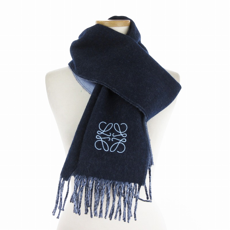 ロエベ LOEWE マフラー ストール アナグラム フリンジ ウール  