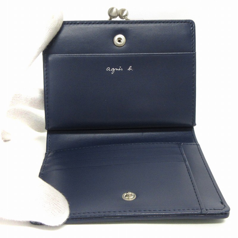新品未使用】アニエスベー がま口 レザー 折財布 新品未使用】アニエスベー がま口 レザー 折財布