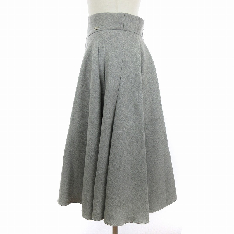 フォクシー FOXEY 美品 スノーフレアスカート ひざ丈 ウール 無地 ロゴ  