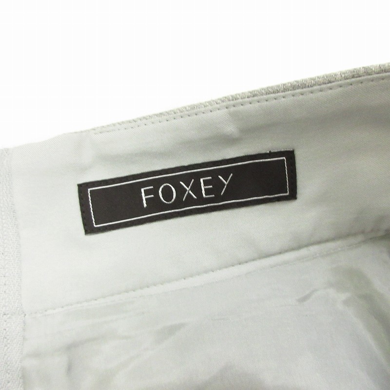 フォクシー FOXEY 美品 スノーフレアスカート ひざ丈 ウール 無地 ロゴ  