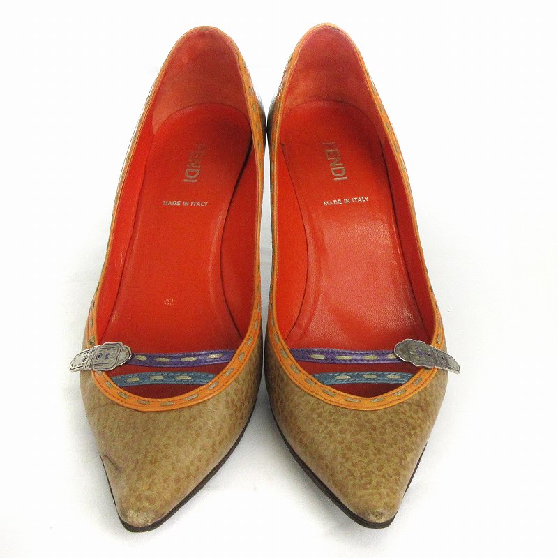 新品]FENDIベージュ ポインテッドトゥ ハイヒール FENDI ベージュ