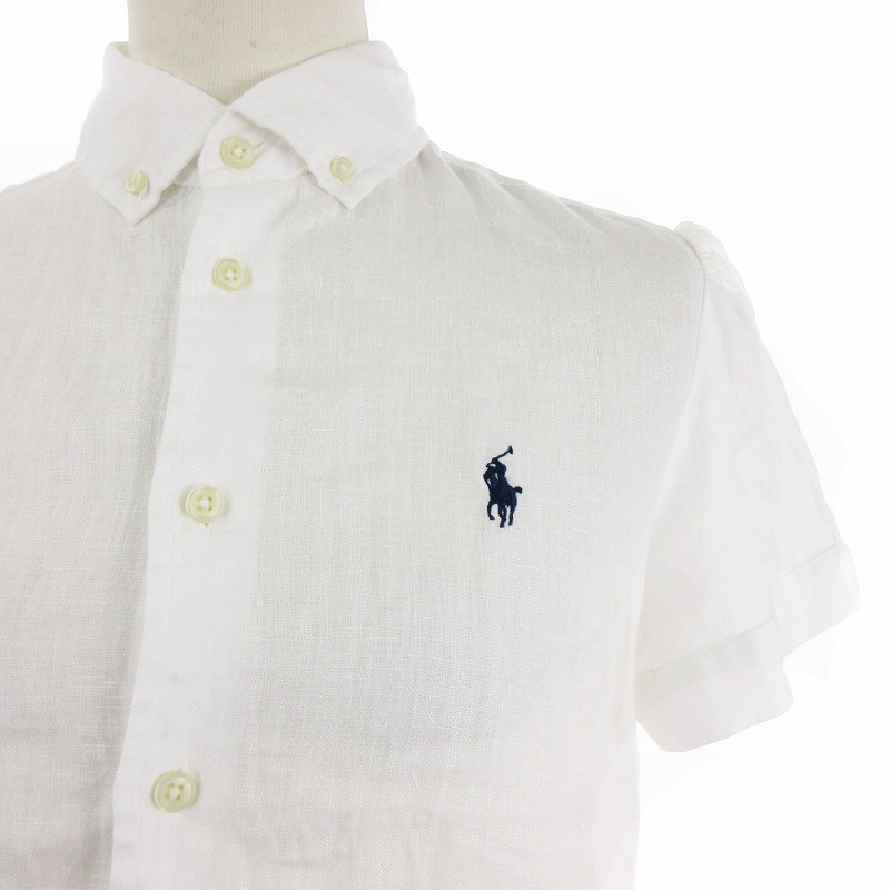 Ralph Lauren 半袖リネンシャツ ホワイト　ブラウス ポロ ラルフ ローレン POLO RALPH LAUREN リネン ショート