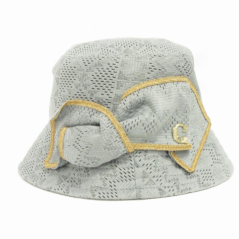 カシラ CA4LA 美品 バケットハット リボン KTZ02208 グレー 帽子 □SM1 