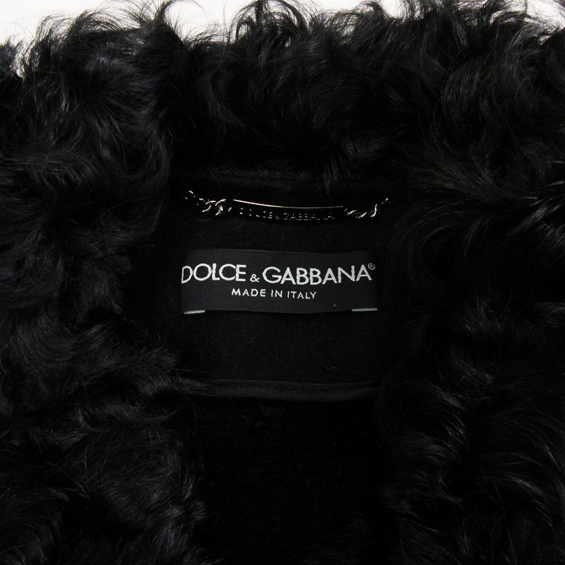 DOLCE&GABBANA ツィードジャケット ファー付き ブラック 38