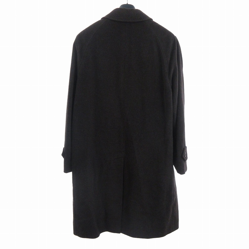 良品・カシミヤ】Burberry メルトンウール ステンカラーコート 紺 L