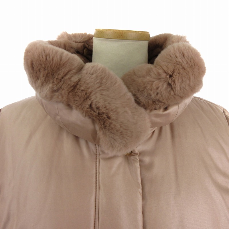 レリアン Leilian 中綿コート ミドル丈 長袖 ラビットファー ピンク 11  