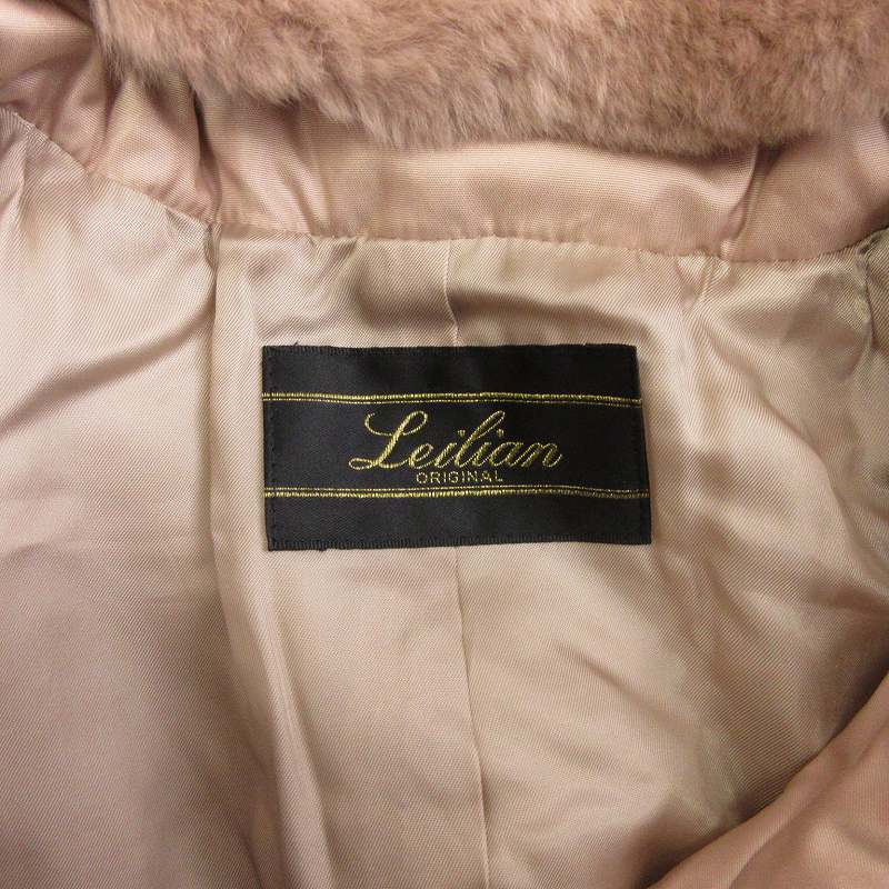 レリアン Leilian 中綿コート ミドル丈 長袖 ラビットファー ピンク 11  