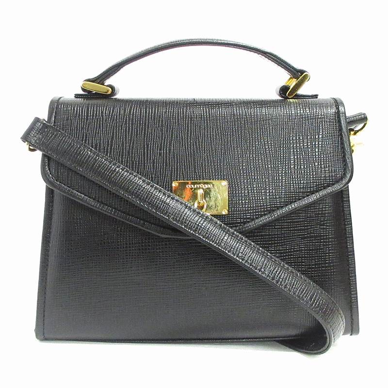 クレージュ courreges 2WAY ショルダーバッグ ハンド レザー 黒  