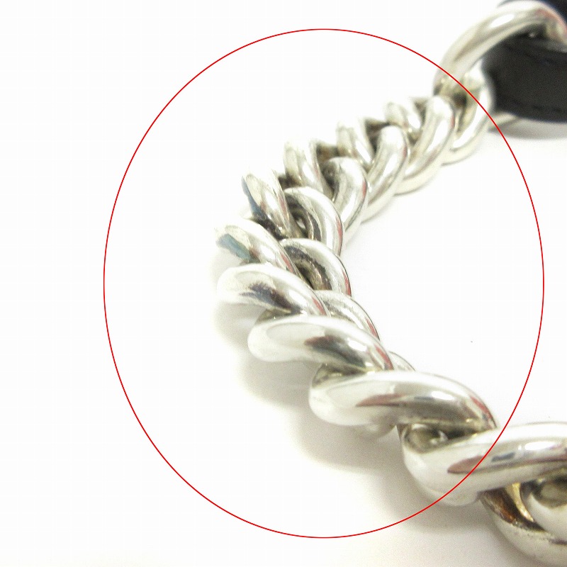 エルメス HERMES ブレスレット バングル チェーン レザー 2連 AG925 総  