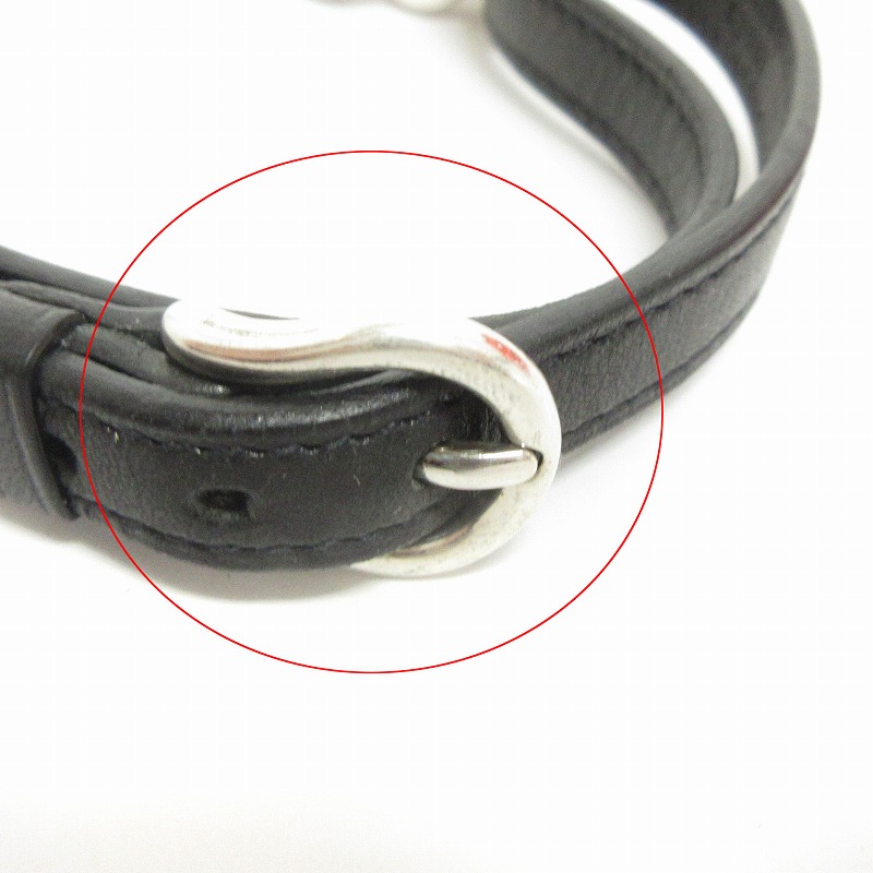 エルメス HERMES ブレスレット バングル チェーン レザー 2連 AG925 総  