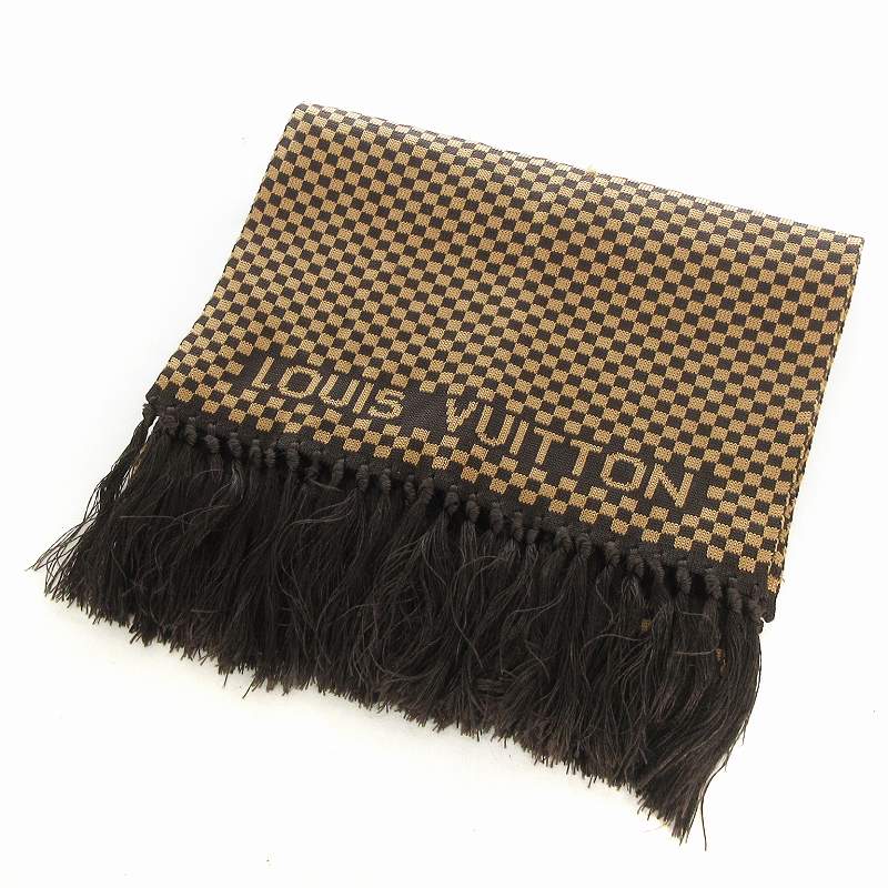 ルイヴィトン LOUIS VUITTON ダミエ マフラー ストール フリンジ 茶 