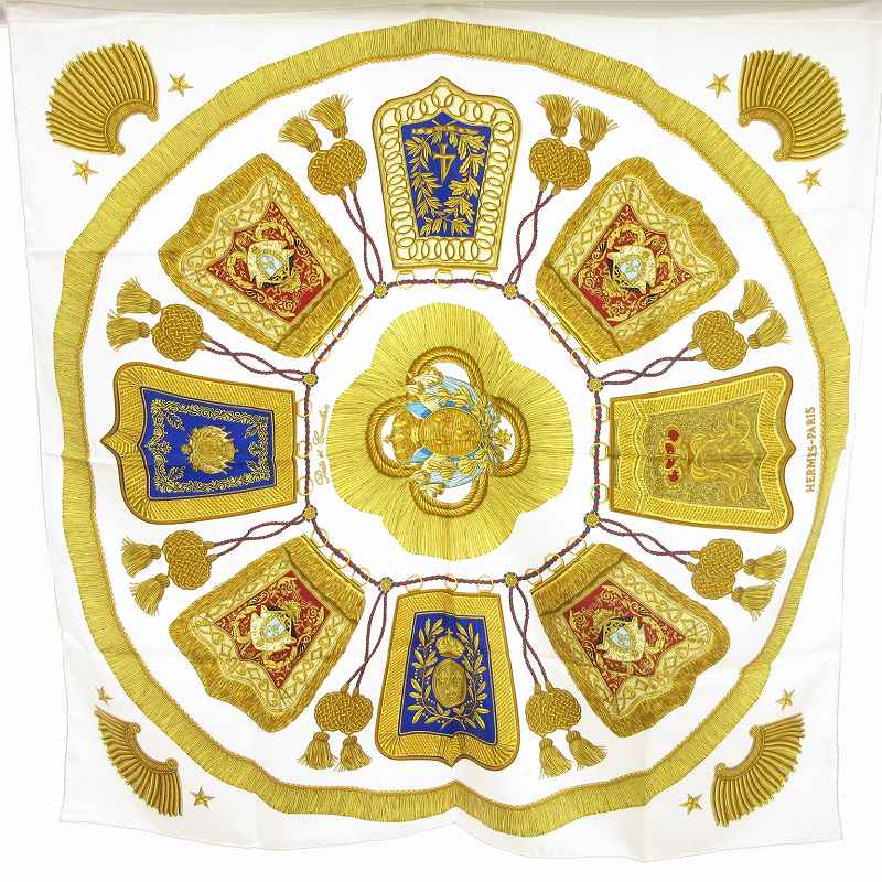 エルメス　スカーフ 90cm 「CAVALERIE FRANCAIS」柄 エルメス HERMES サーベル Poste et Cavalerie カレ90 スカーフ