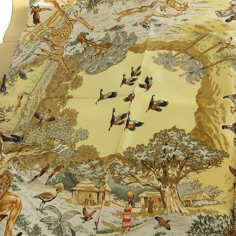 エルメス HERMES 美品 アフリカ AFRICA カレ90 スカーフ シルク