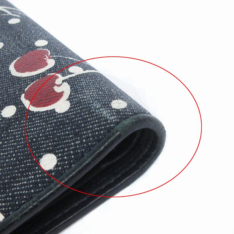 ミュウミュウ miumiu 財布 二つ折り フラップ さくらんぼ デニム