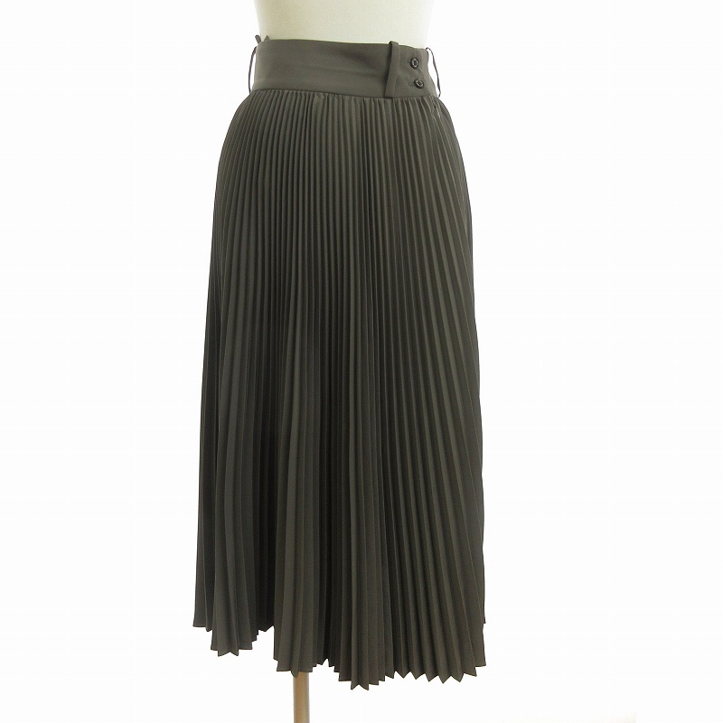 ハイク HYKE ポリエステルタフタ スカート ロング プリーツ 茶  