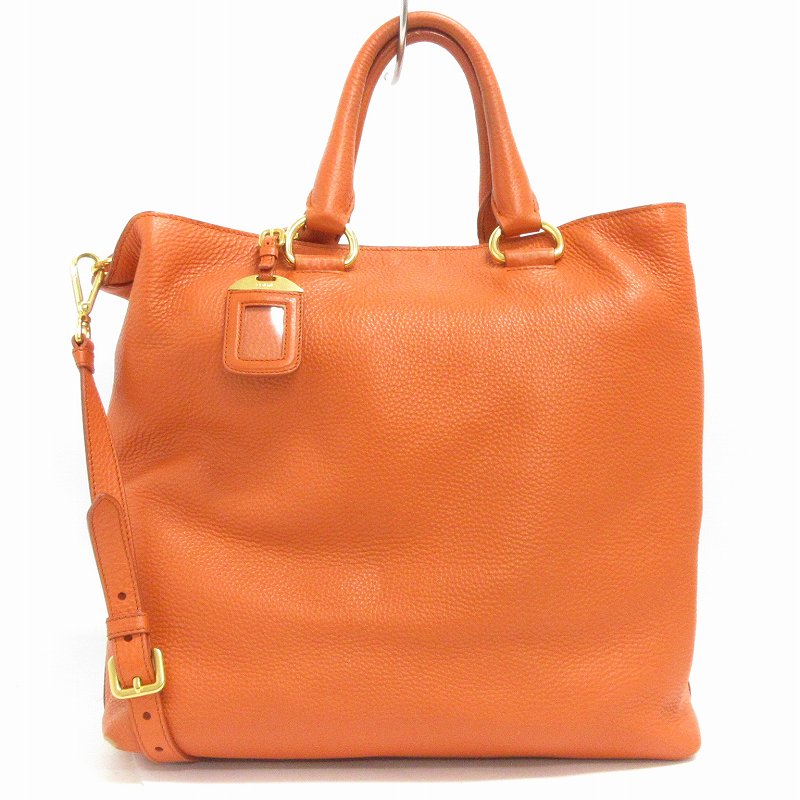 PRADA 2way レザートート オレンジ