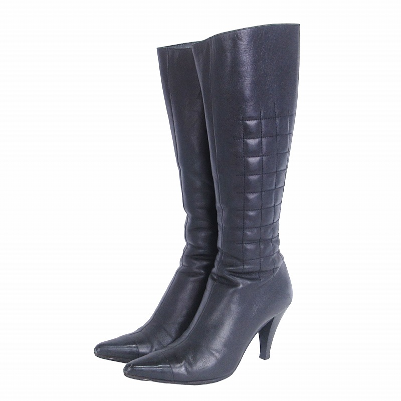 CHANEL シャネル ロングブーツ 37.5 入手困難！シンプルなデザインが高級感】CHANEL ロング ブーツ (CHANEL