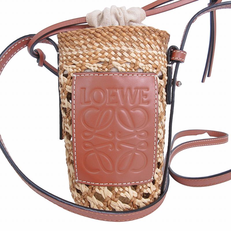 ロエベloewe シリンダーポケットラフィアショルダーバッグ LOEWE(ロエベ) シリンダーポケット ラフィア アナグラム